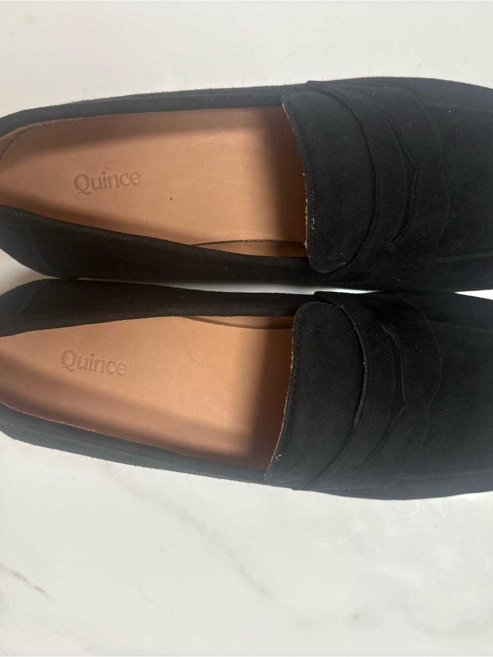 Quince Black Suede Penny Loafers